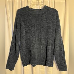 Women’s LUCKY BRAND Blue Chenille  Crew Neck Sweater w/Subtle Ribbed Detail Sz M